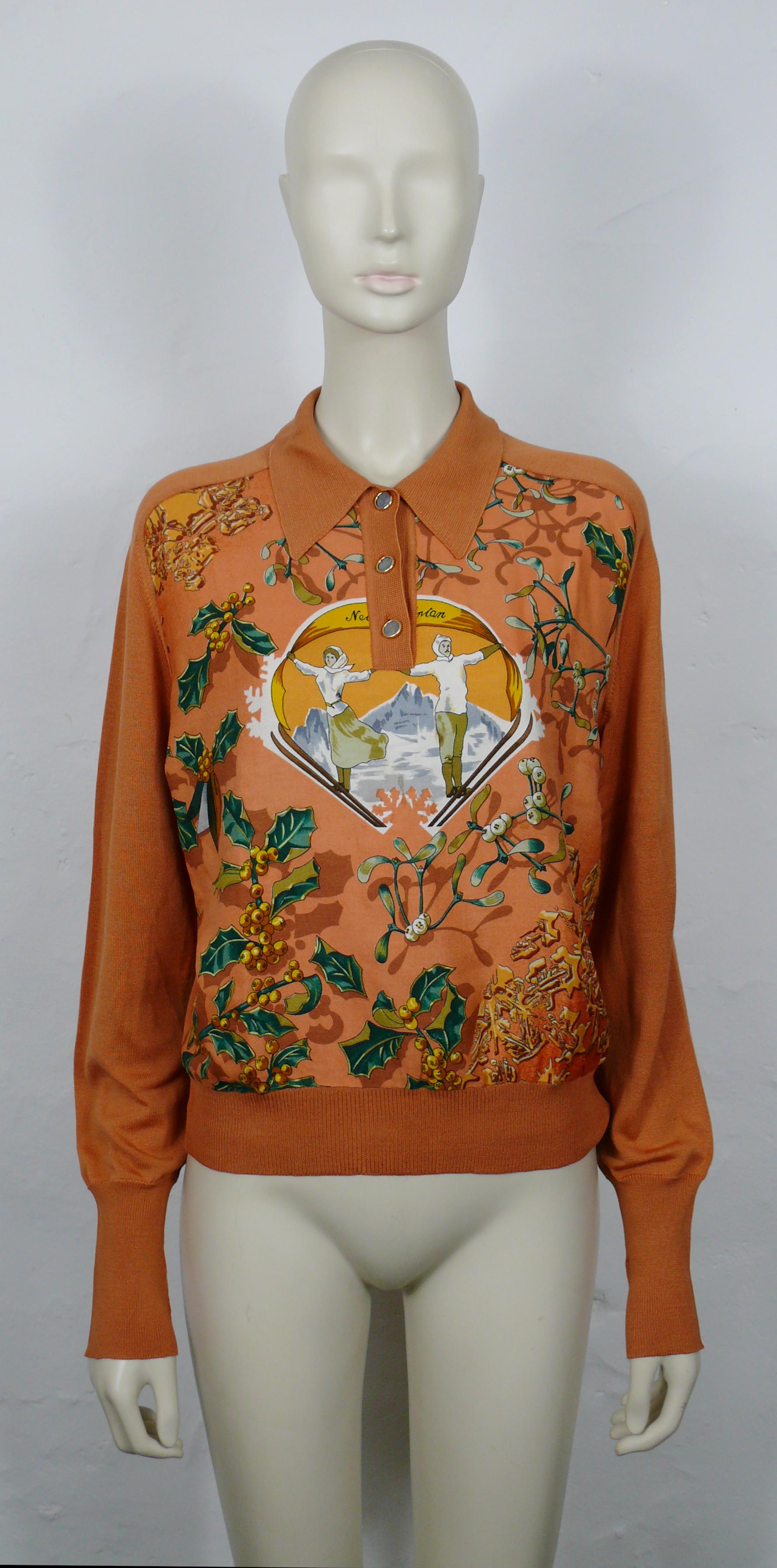 Brown HERMES Vintage Neige d'Antan Silk & Cashmere Sweater For Sale