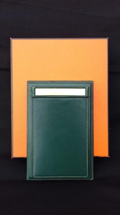 Hermès Vintage Notepad Cover / Holder in Green Box Leather