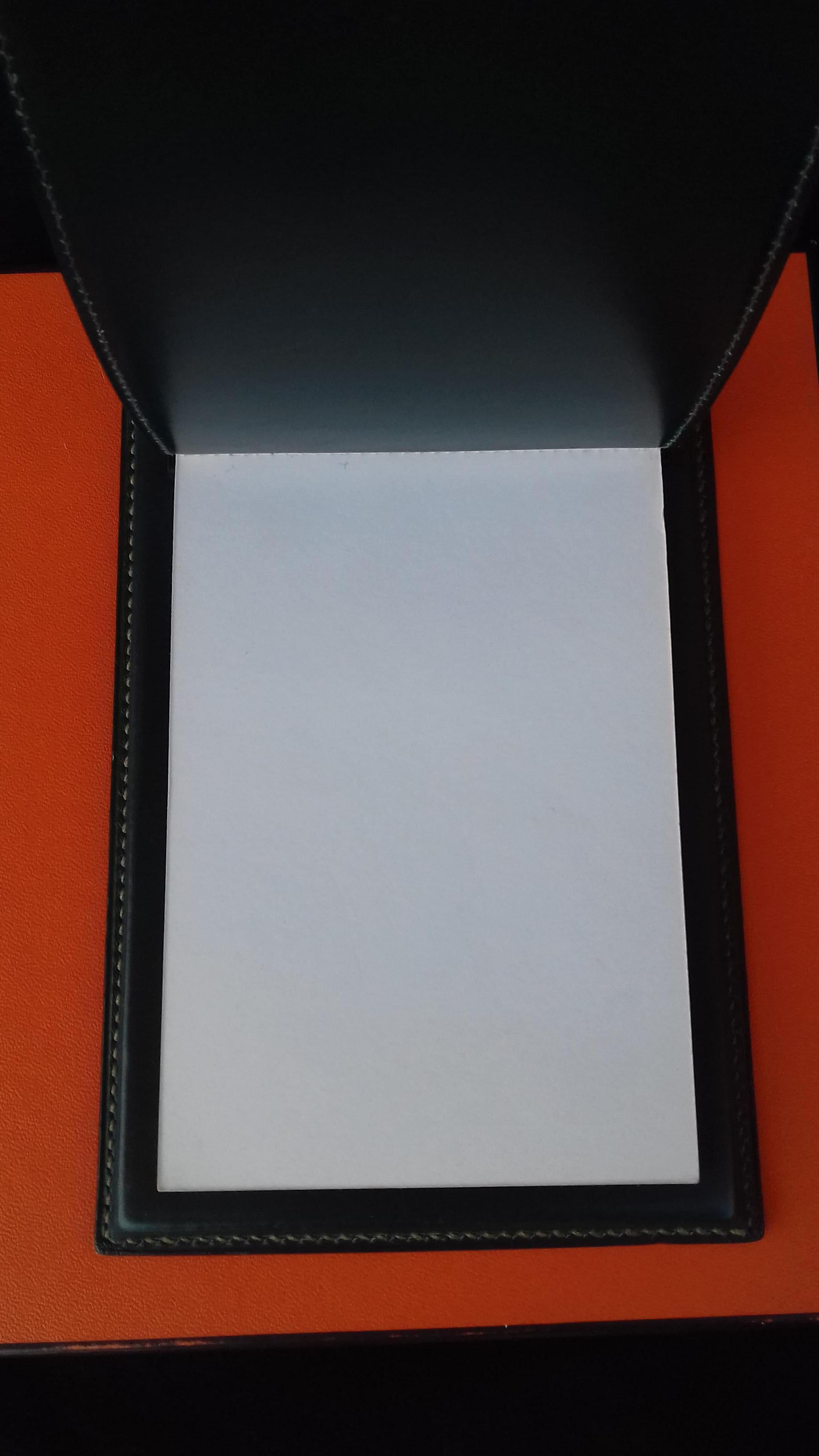 Orange Hermès Vintage Notepad Cover / Holder in Green Box Leather