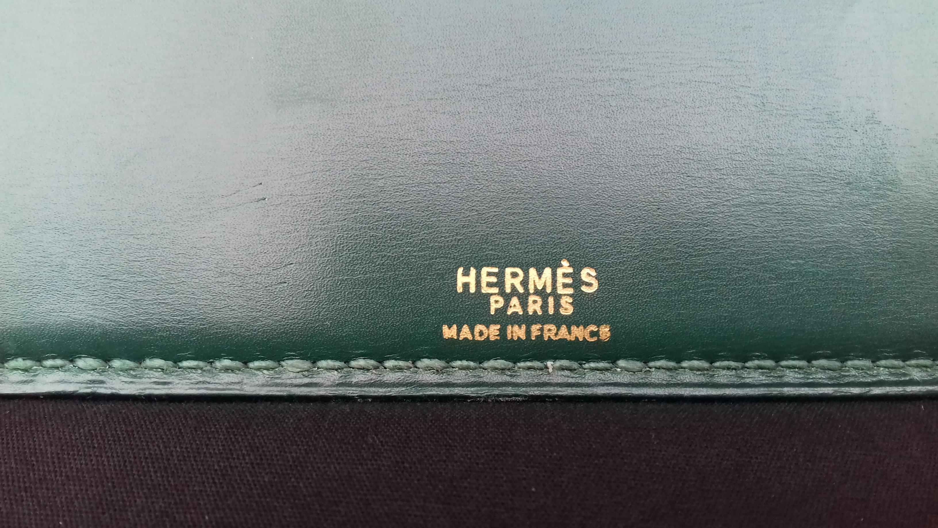 Women's or Men's Hermès Vintage Notepad Cover / Holder in Green Box Leather