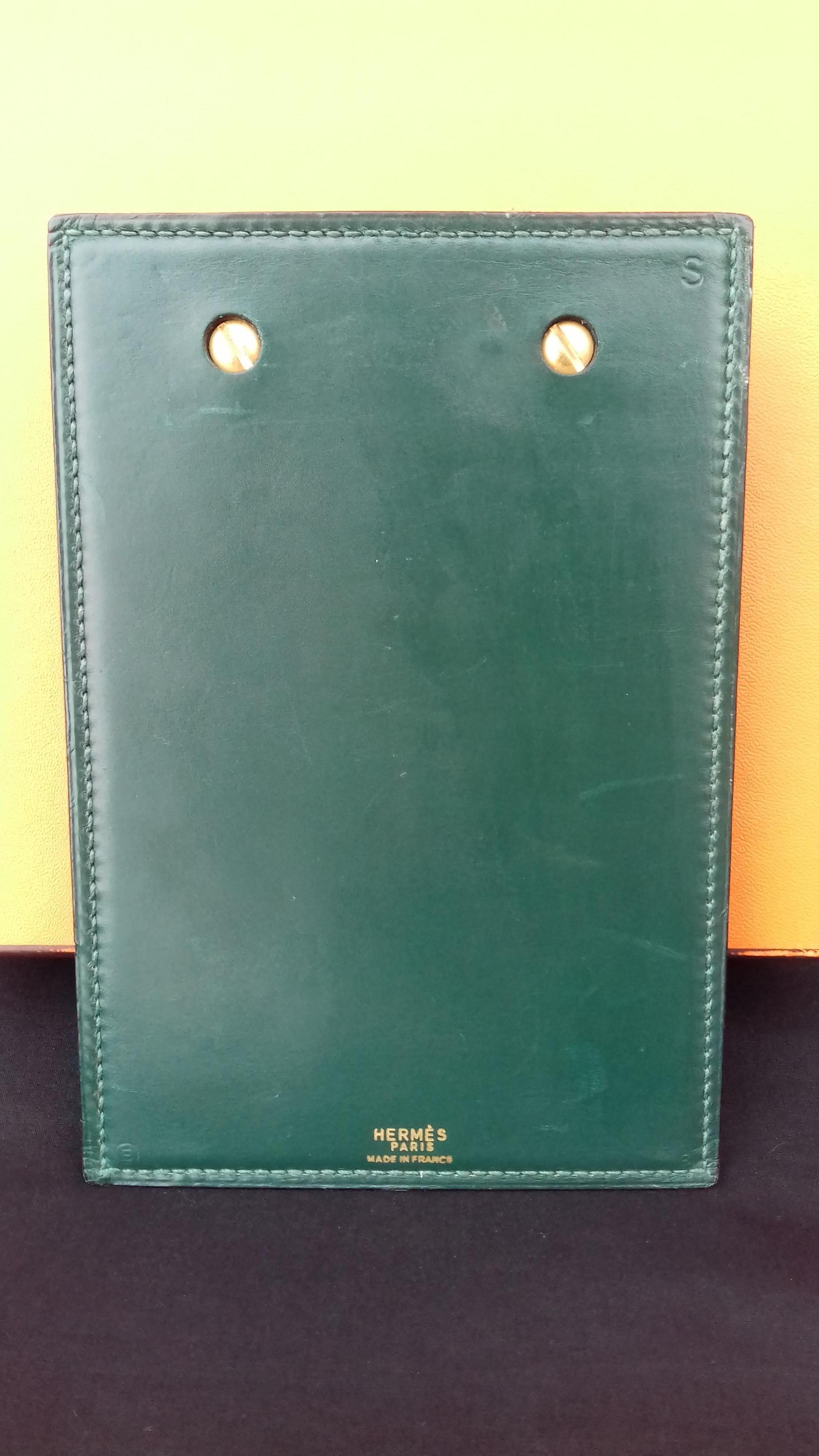 Hermès Vintage Notepad Cover / Holder in Green Box Leather 1