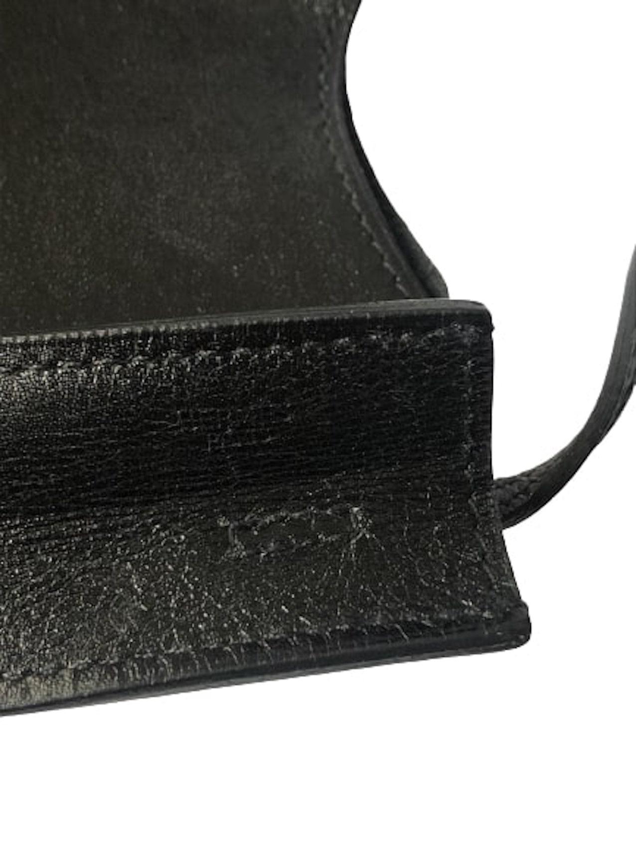 HERMÈS Vintage Onimaitou Crossbody Shoulder Bag Pochette Box Calf Black 3