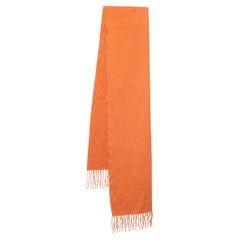 Hermes Vintage Orange Cashmere Wool Fringe Stole