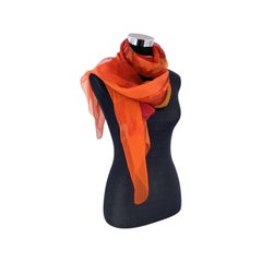 Hermes Vintage Orange Red Soleil de Soie Silk Voile Scarf Stole