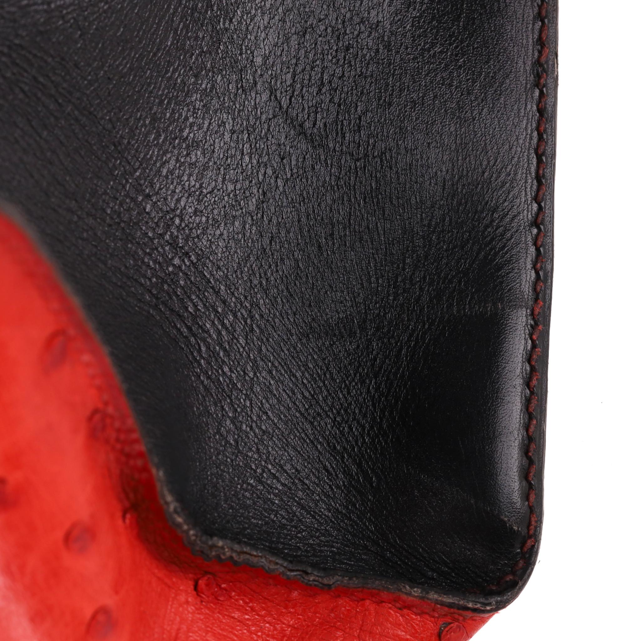 Hermes Vintage Sac à main Himalaya Symbiose 43 en peau d'autruche et de crocodile en vente 8