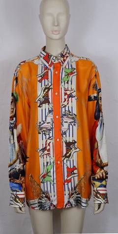 HERMES Vintage Pani Lashar Pawnee Silk Shirt by Kermit Oliver