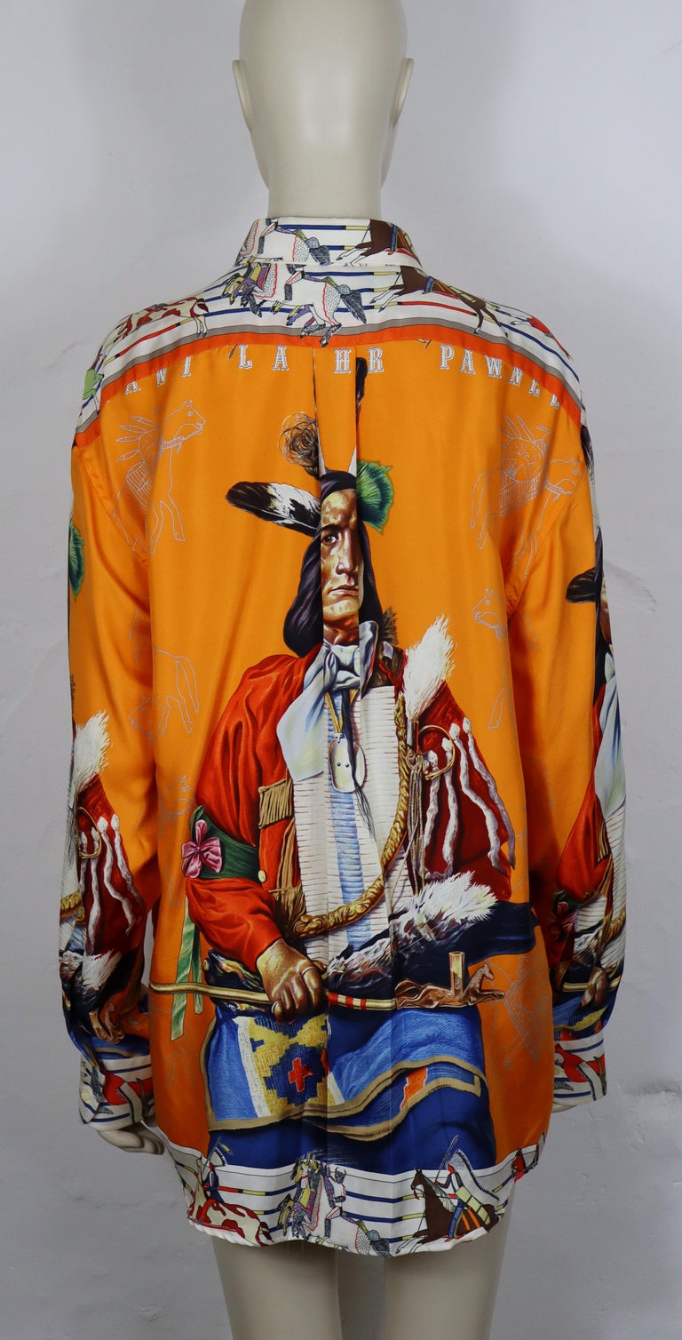 HERMES Vintage Pani Lashar Pawnee Silk Shirt by Kermit Oliver For