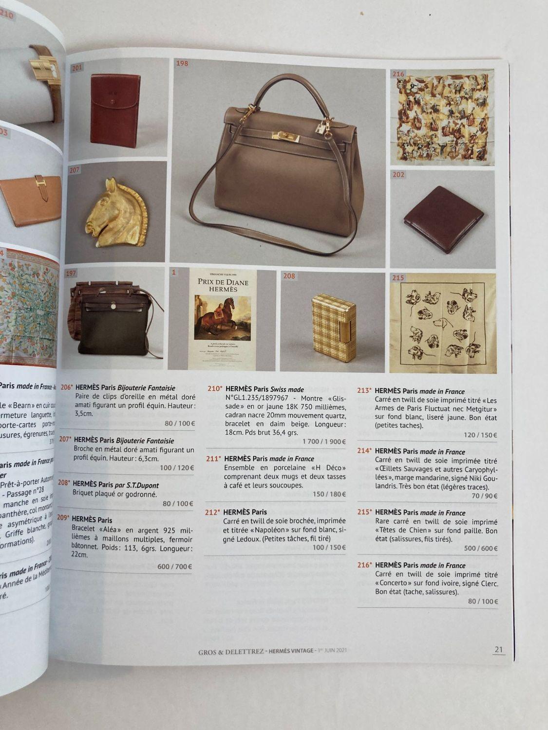 Catalogue des ventes aux enchères vintage d'Hermès Paris 2021 publié par Gros & Delettrez en vente 2