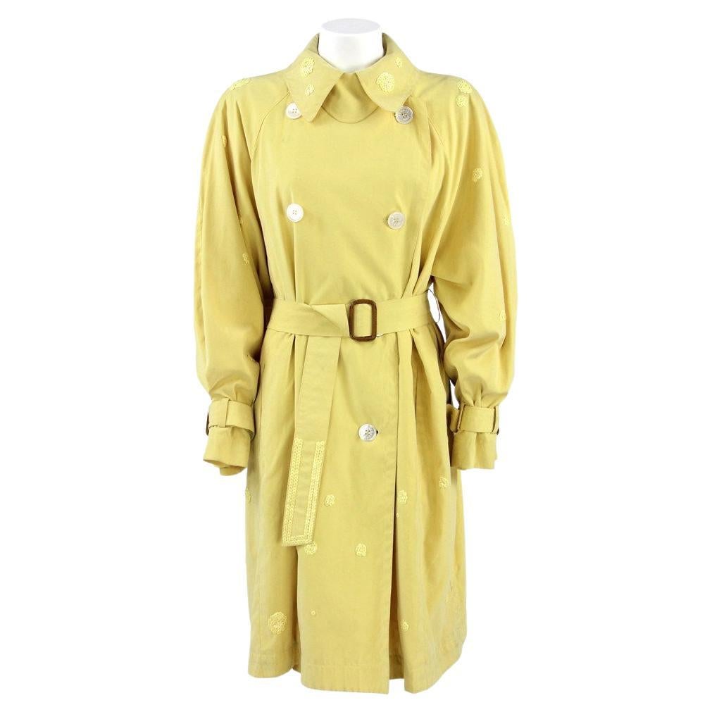 Hermès Vintage pastel yellow 80s mid-length upcycled trench coat For Sale