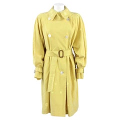 Hermès Vintage pastel yellow 80s mid-length upcycled trench coat