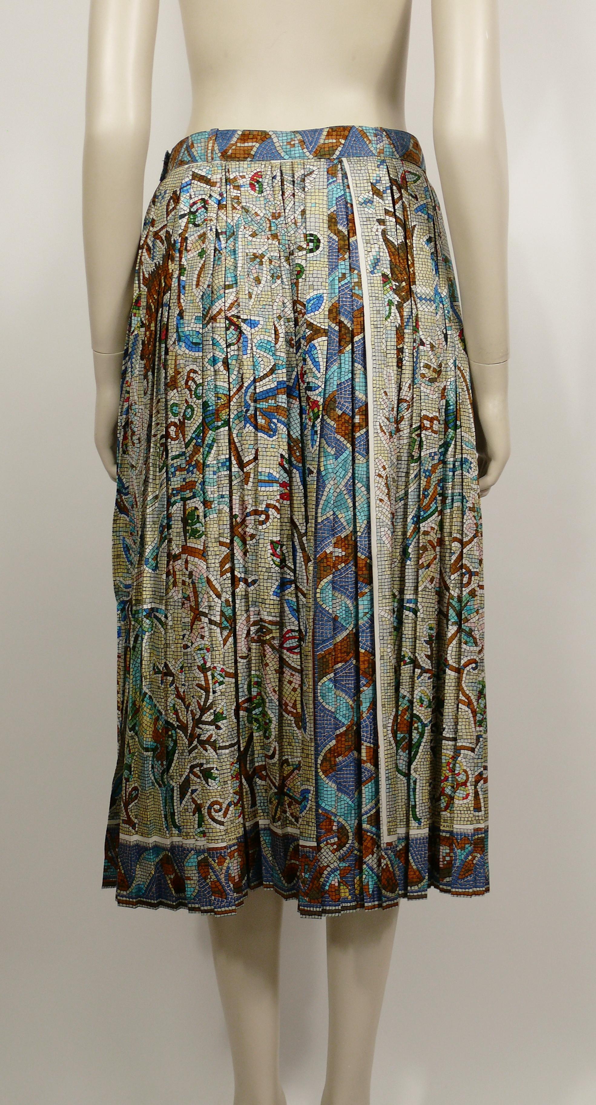 Hermes Vintage Pavement Print Pleated Silk Skirt 2