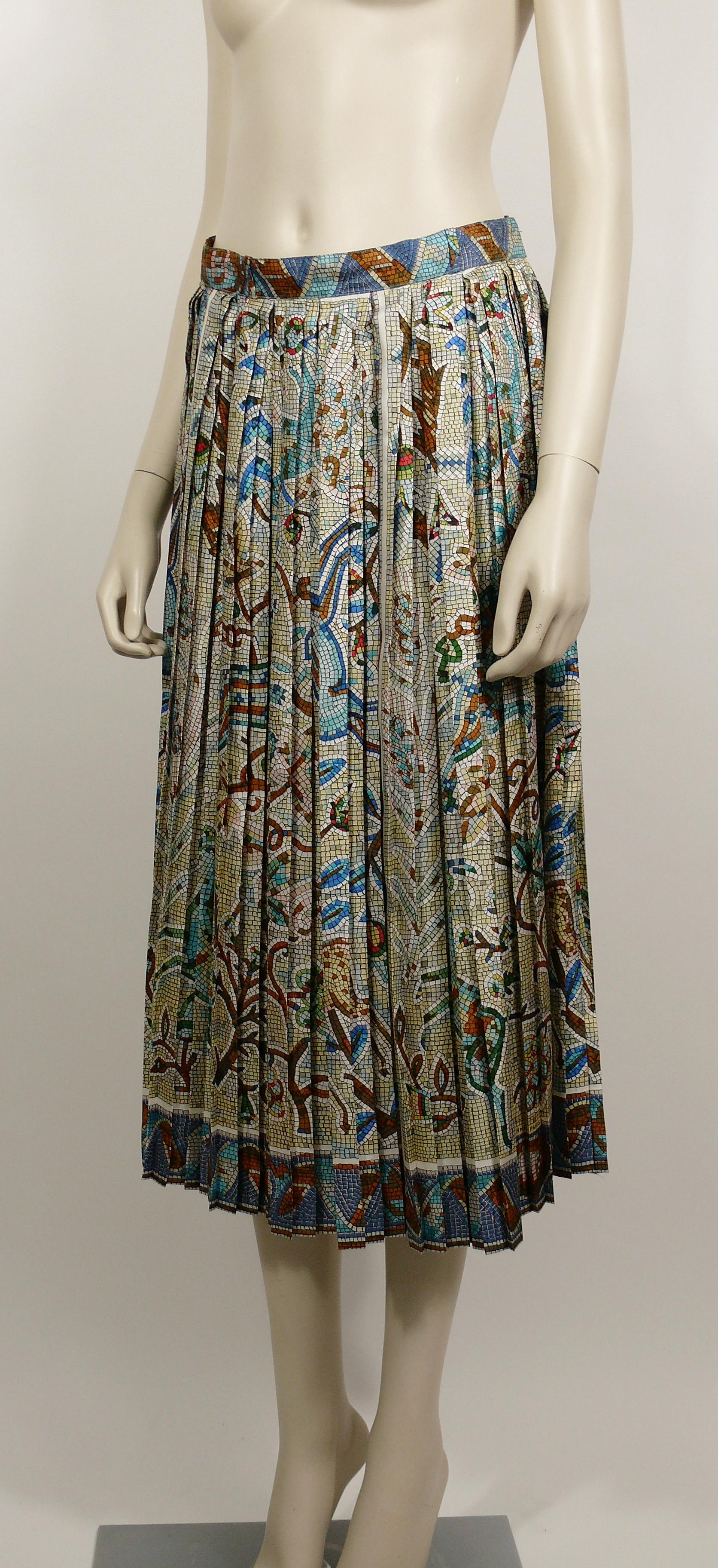 Women's Hermes Vintage Pavement Print Pleated Silk Skirt