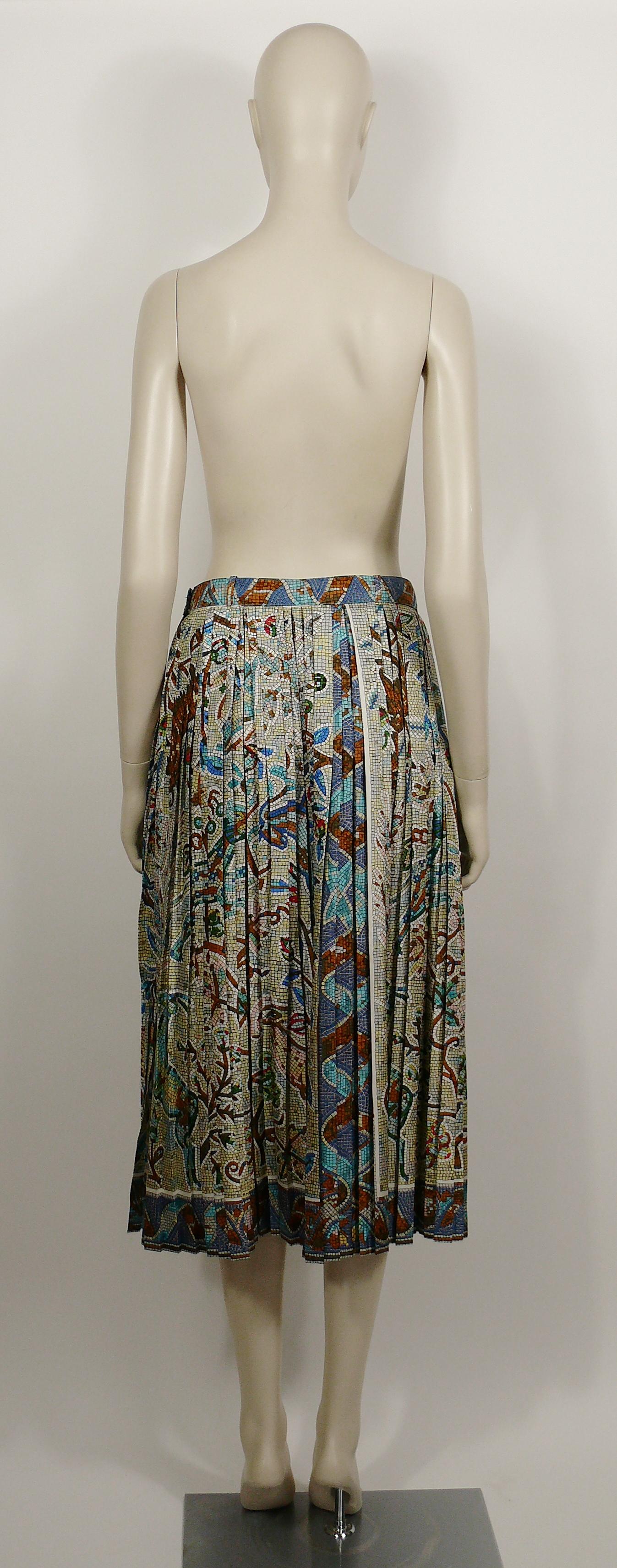 Hermes Vintage Pavement Print Pleated Silk Skirt 1