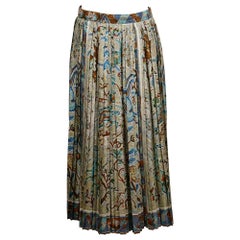 Gonna in seta plissettata con stampa Pavement di Hermes Vintage