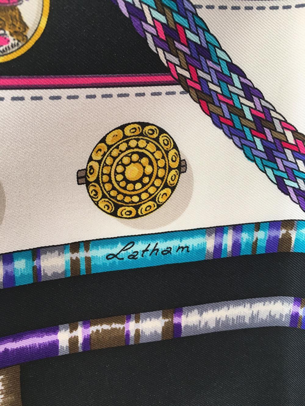 Hermes Vintage Petite Main Silk Scarf in Black and White circa 1987 3