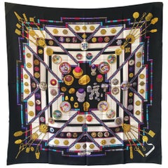 Hermes Vintage Petite Main Silk Scarf in Black and White circa 1987