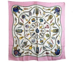 Hermes Vintage Pink Blue perfume Qu Importe le Flacon Scarf