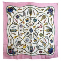 Hermes Vintage Pink Blue perfume Qu Importe le Flacon Scarf