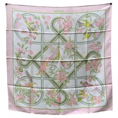 Hermes Vintage Pink Silk Scarf Caraibes 1974 Christiane Vauzelles