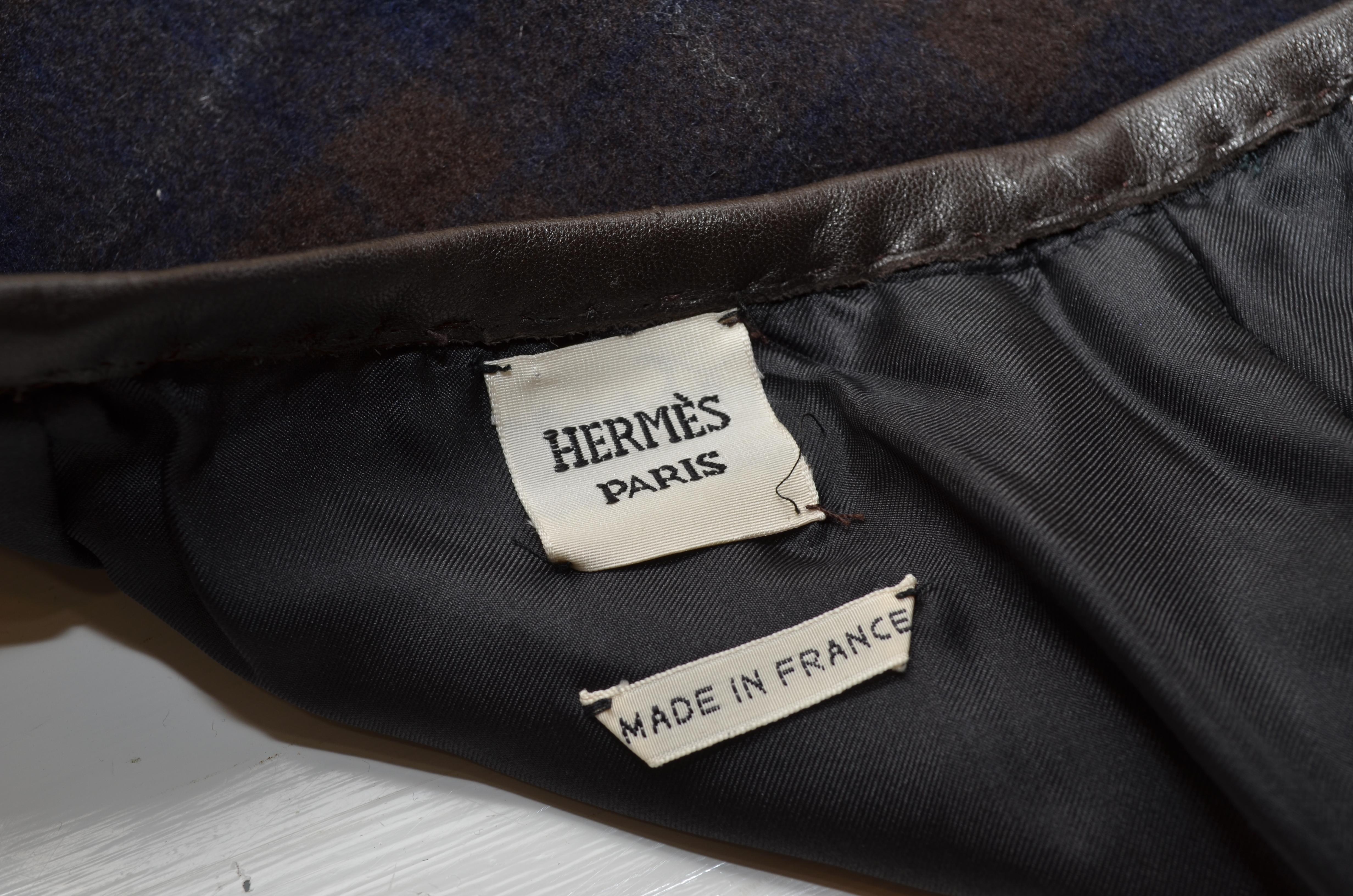 Women's Hermès Vintage Plaid Cashmere Fringe Skirt