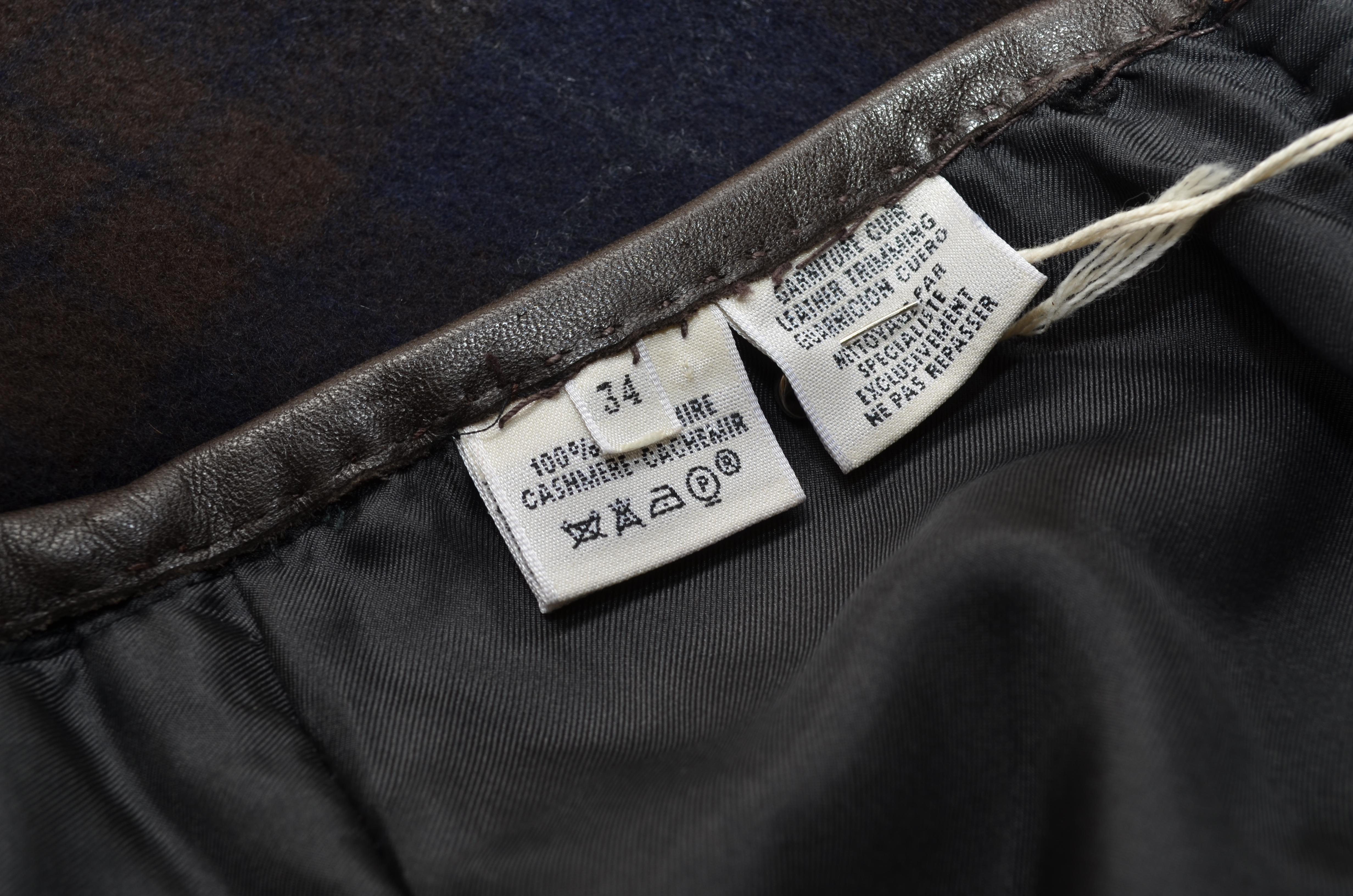 Hermès Vintage Plaid Cashmere Fringe Skirt 2