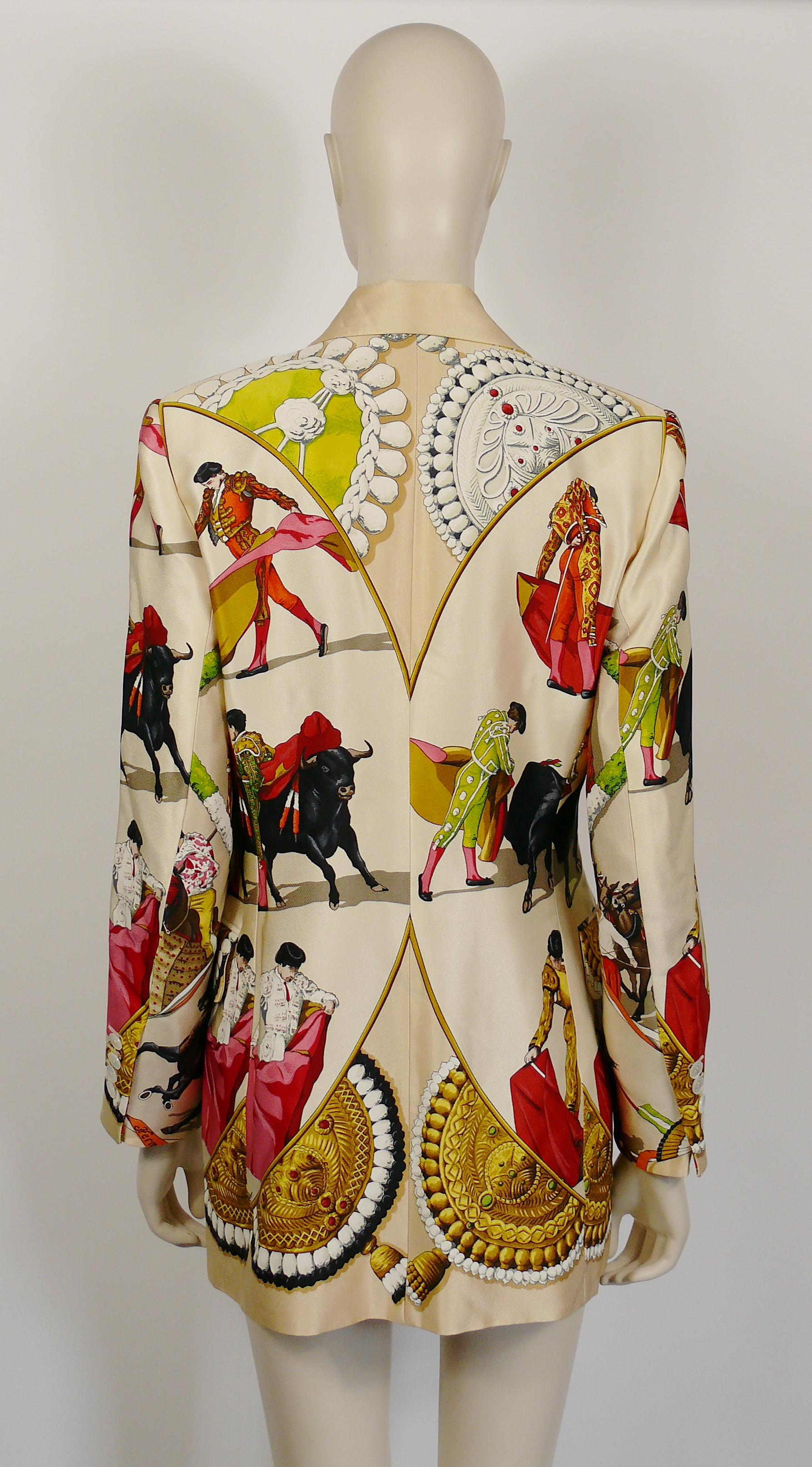 Hermes Vintage Plaza De Toros Bullfighting Silk Blazer In Good Condition In Nice, FR