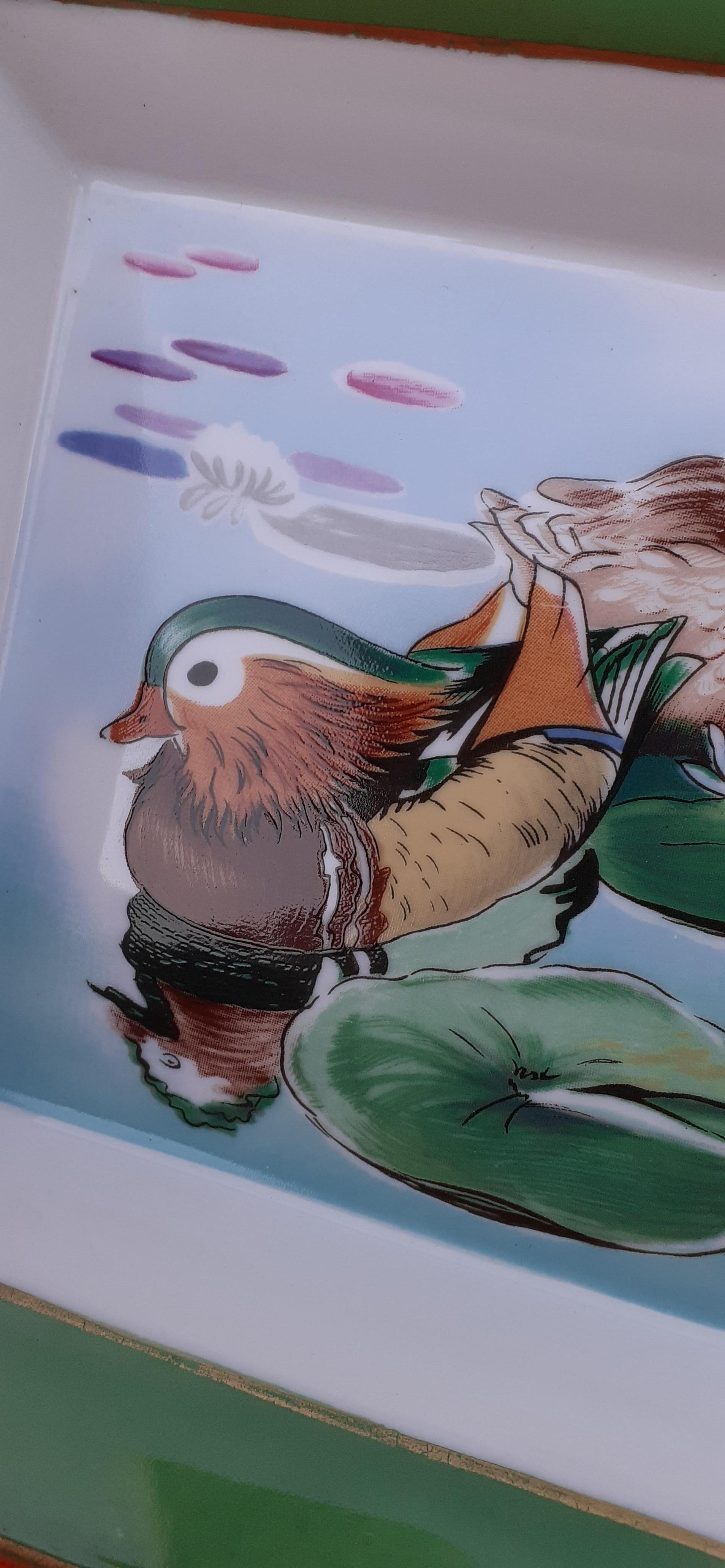 Hermès Vintage Porzellan Aschenbecher ändern Tablett Enten Muster 4