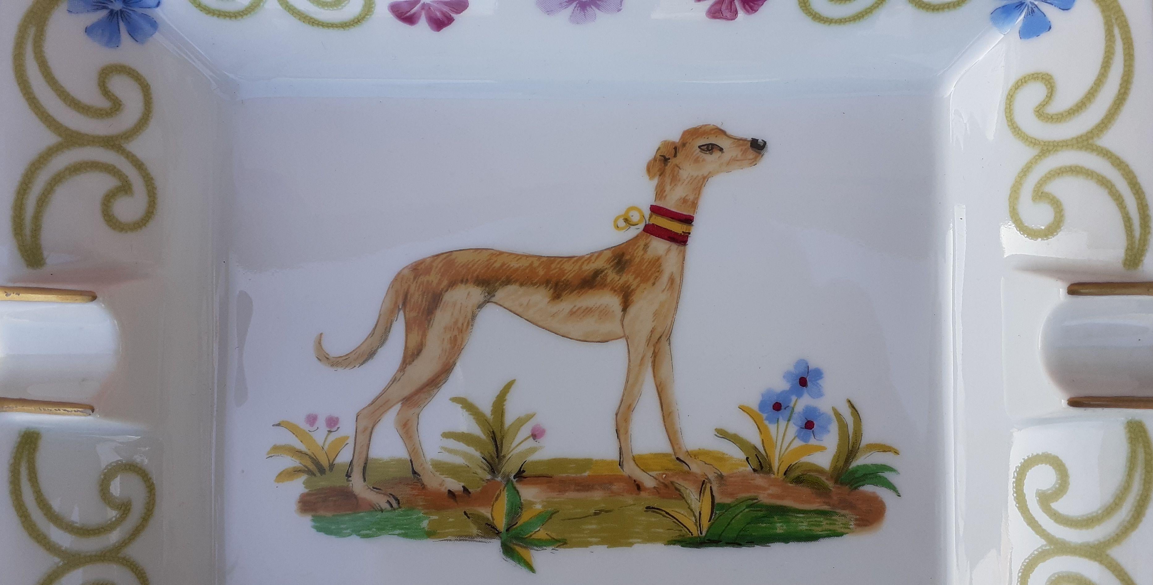Hermès Vintage Porcelain Ashtray Change Tray Greyhound Dog Porcelain RARE 5