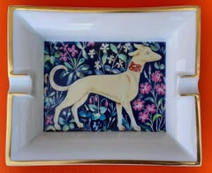 Hermès Vintage Porcelain Ashtray Change Tray Greyhound Dog Porcelain RARE