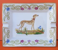 Hermès Vintage Porcelain Ashtray Change Tray Greyhound Dog Porcelain RARE