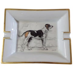 Hermès Vintage Porcelain Ashtray Change Tray Hunting Dog Xavier de Poret