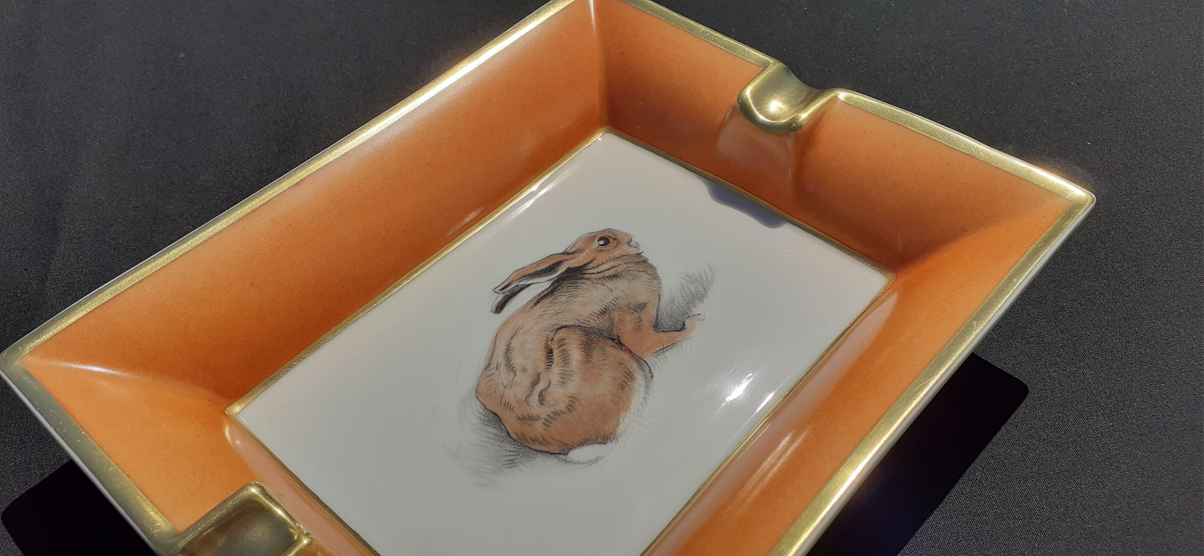 Hermès Vintage Porcelain Ashtray Change Tray Rabbit Hare Xavier De Poret RARE 11