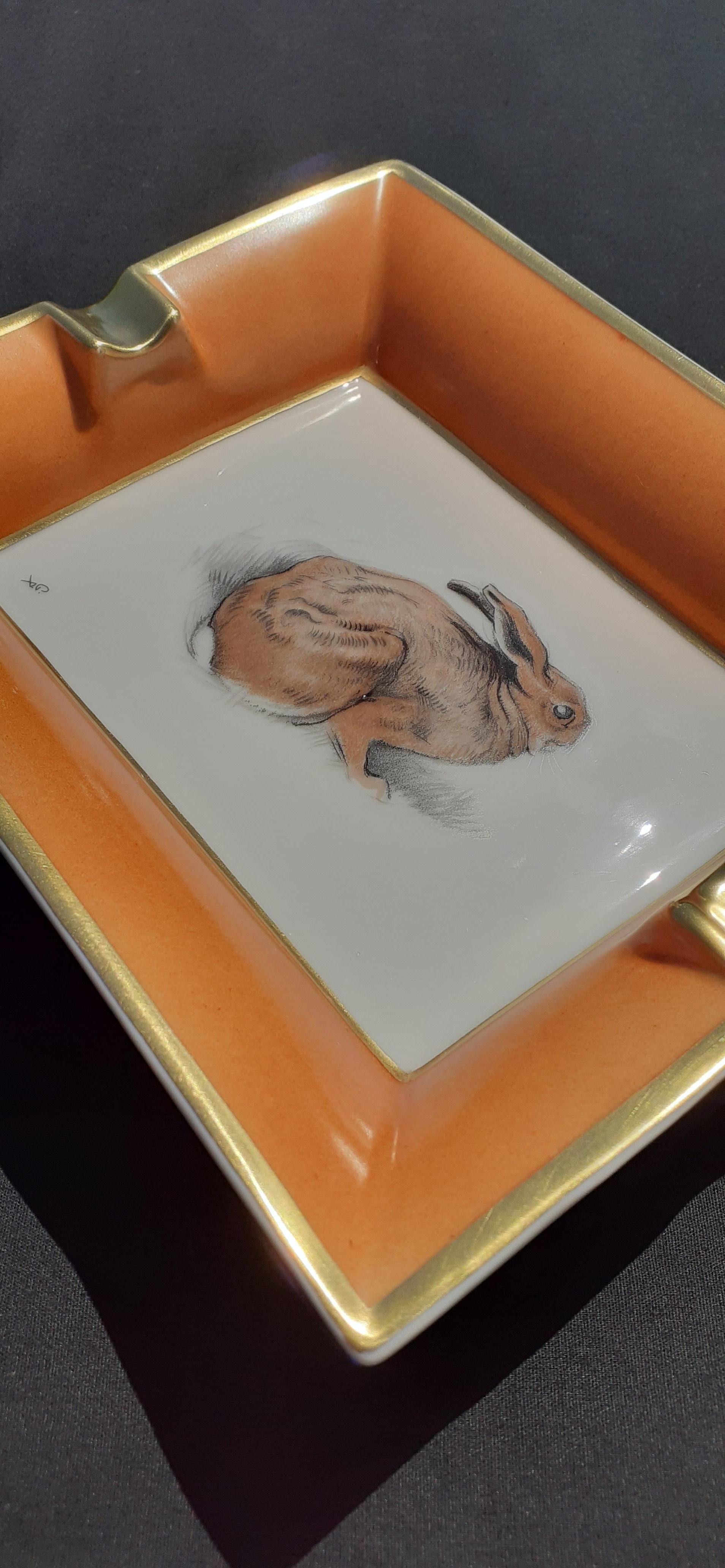Hermès Vintage Porcelain Ashtray Change Tray Rabbit Hare Xavier De Poret RARE 13
