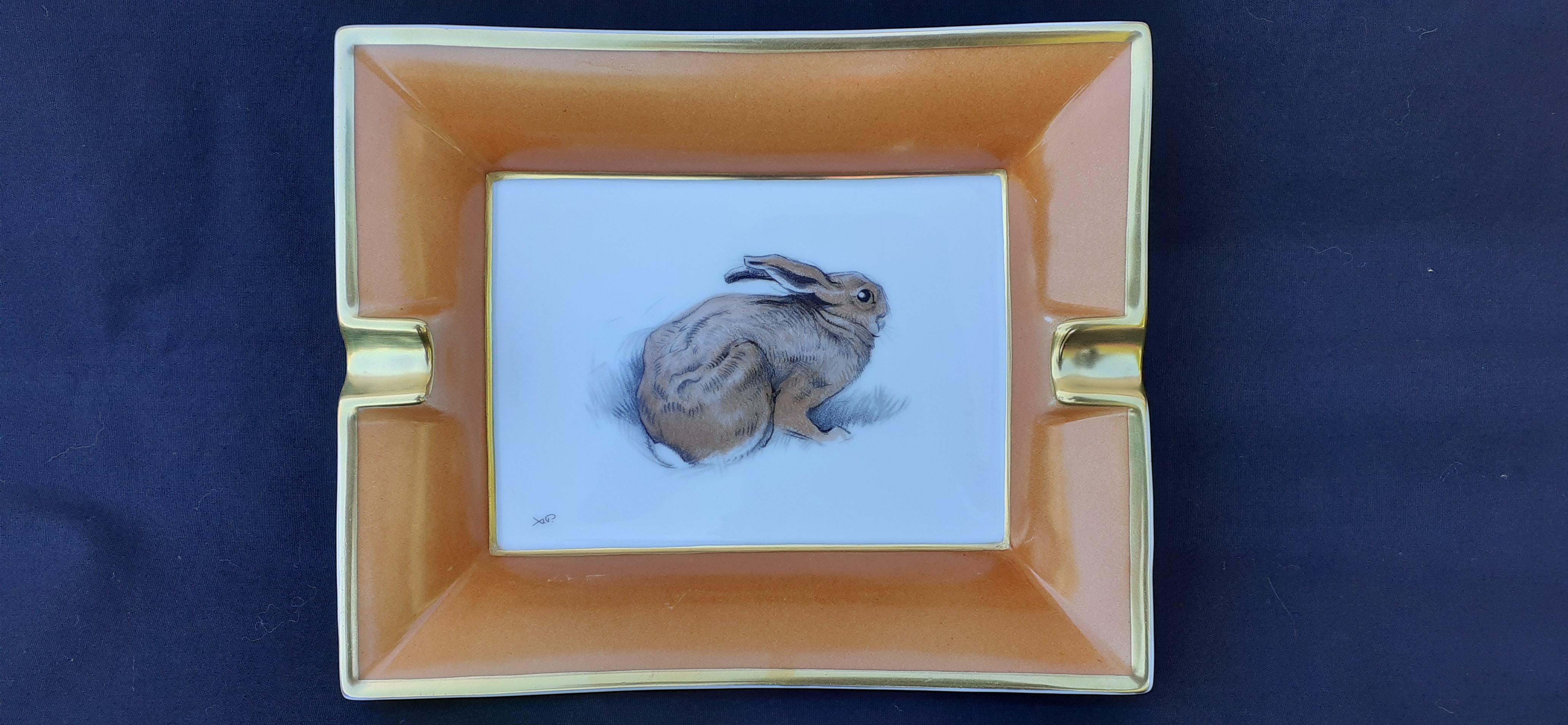 Hermès Vintage Porcelain Ashtray Change Tray Rabbit Hare Xavier De Poret RARE 15