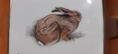 Hermès Vintage Porcelain Ashtray Change Tray Rabbit Hare Xavier De Poret RARE