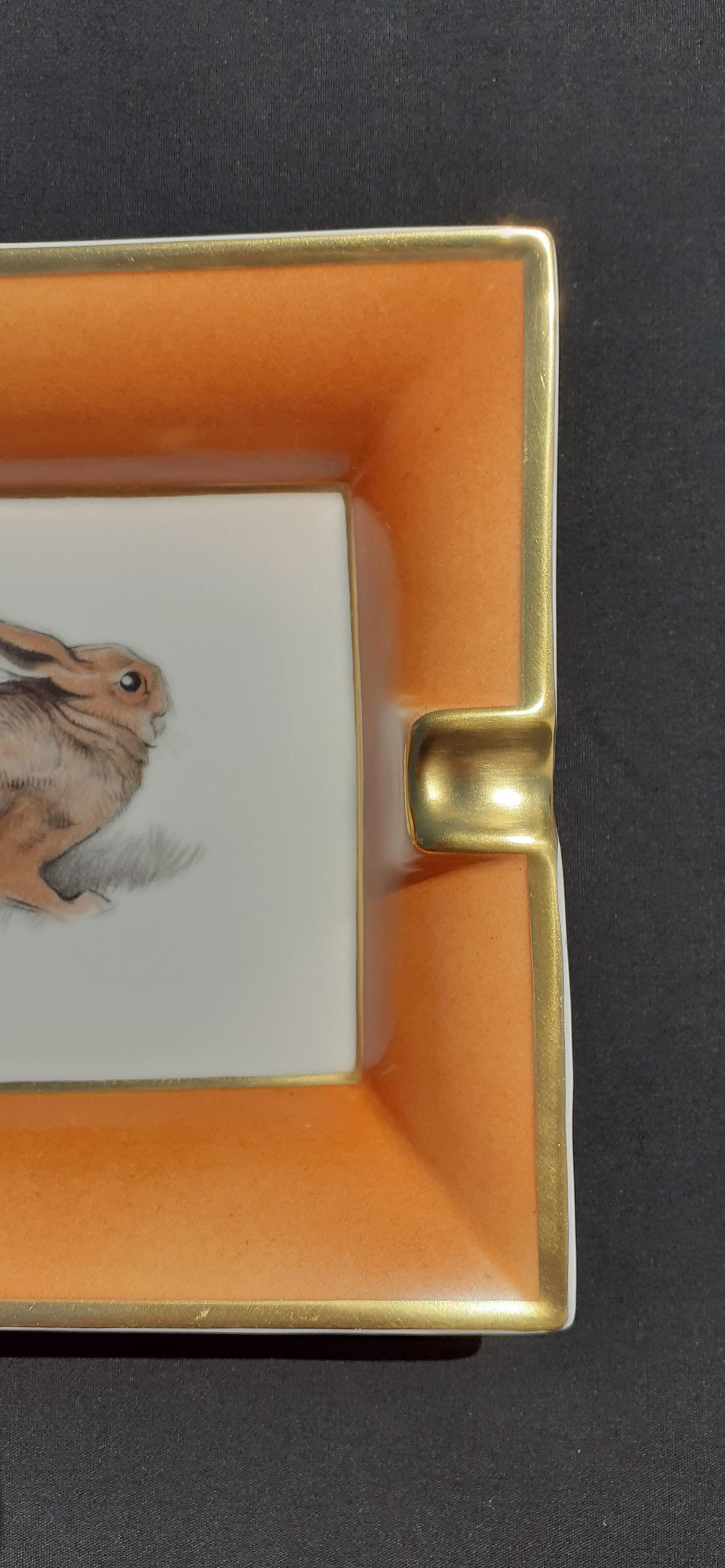 Hermès Vintage Porcelain Ashtray Change Tray Rabbit Hare Xavier De Poret RARE 2