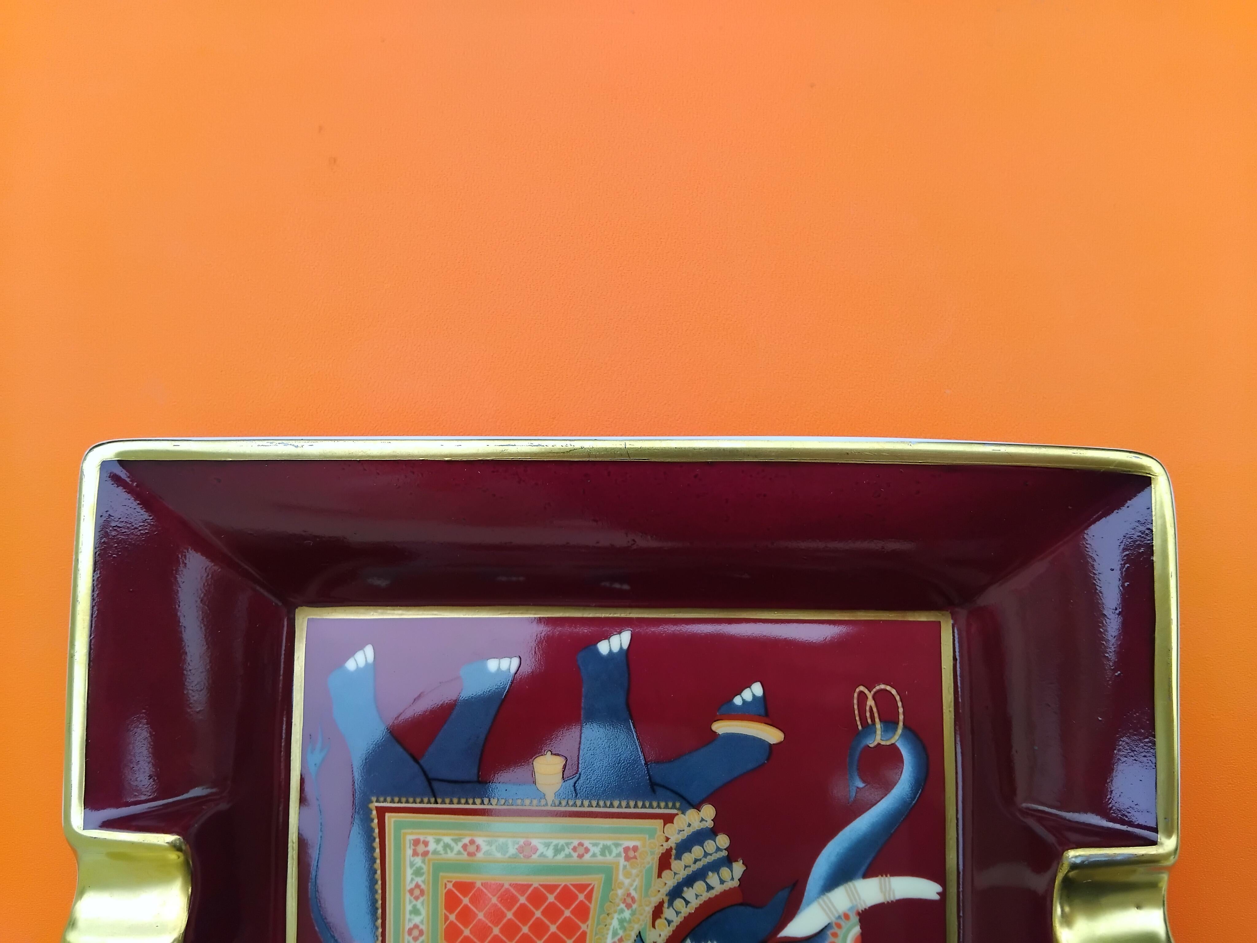 Hermès Vintage Porzellan Zigarren Aschenbecher ändern Tablett Elefant Indien Asien im Angebot 6