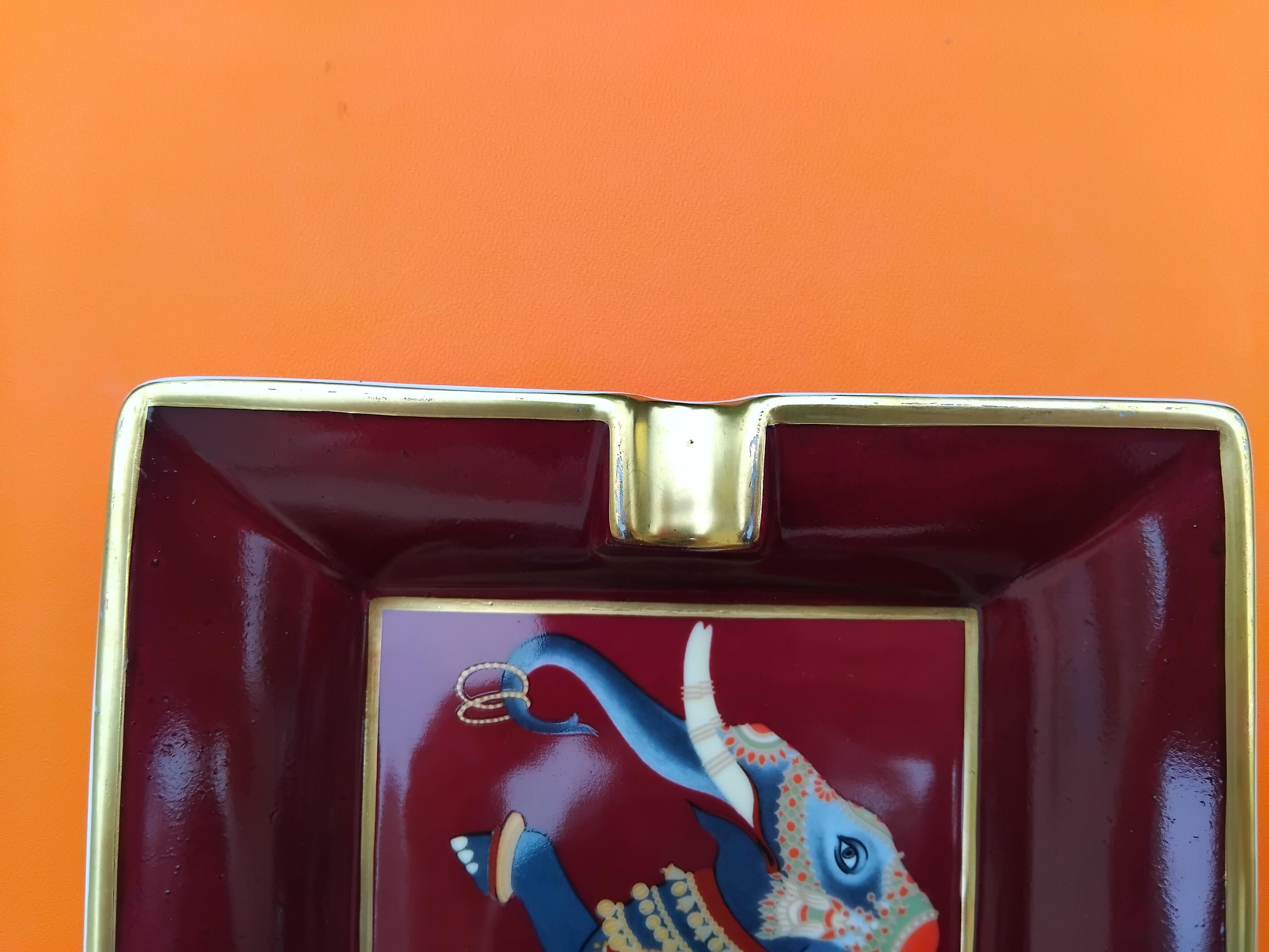 Hermès Vintage Porzellan Zigarren Aschenbecher ändern Tablett Elefant Indien Asien im Angebot 7