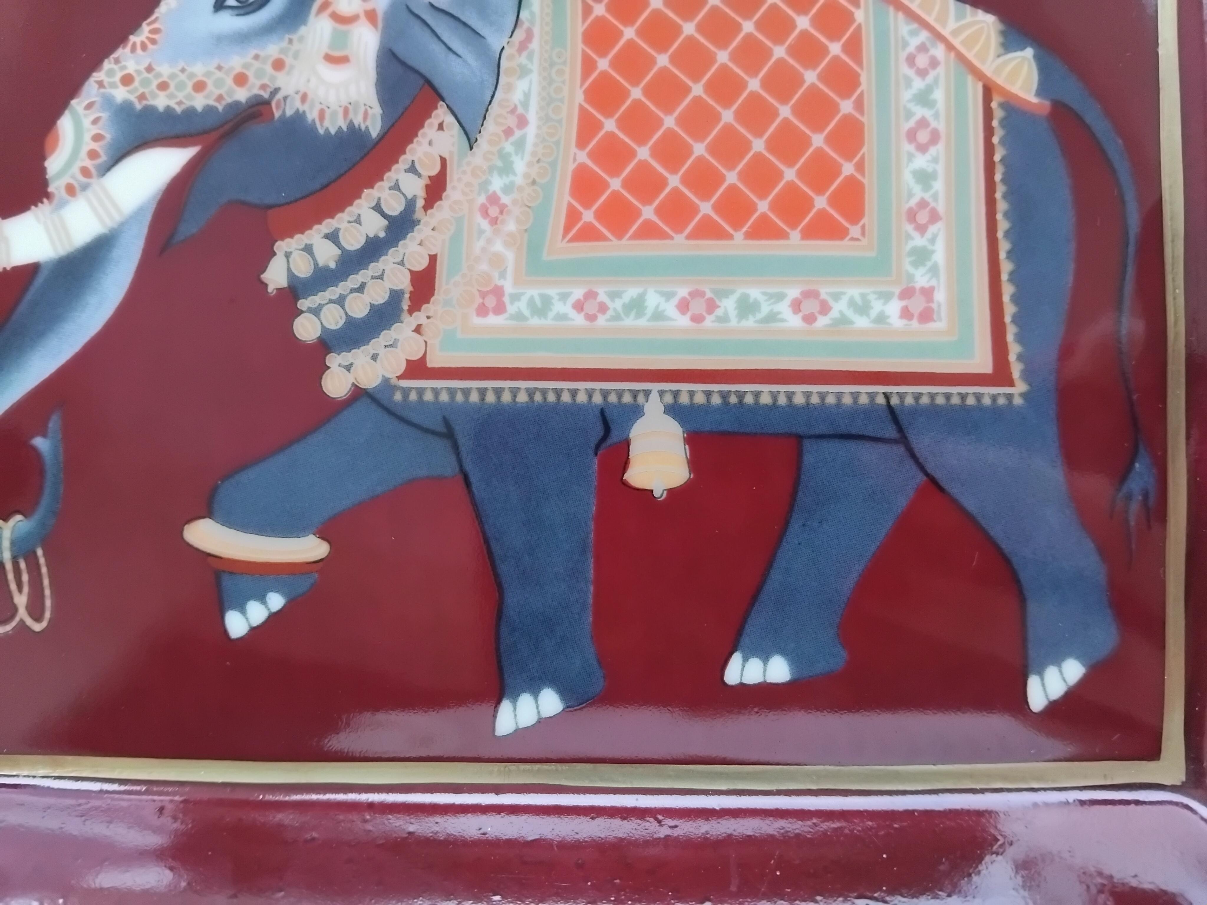 Hermès Vintage Porzellan Zigarren Aschenbecher ändern Tablett Elefant Indien Asien im Angebot 1