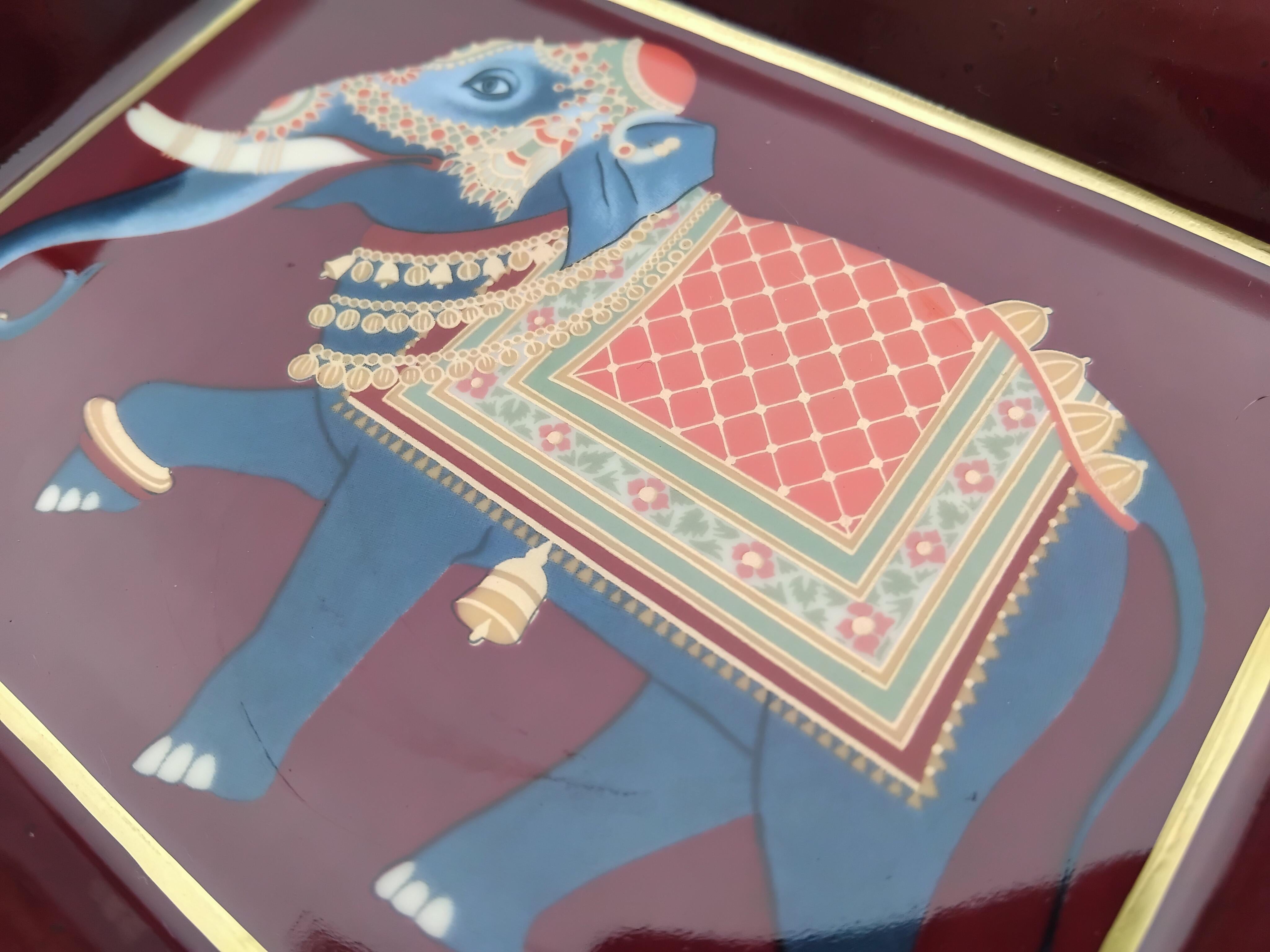 Hermès Vintage Porzellan Zigarren Aschenbecher ändern Tablett Elefant Indien Asien im Angebot 3