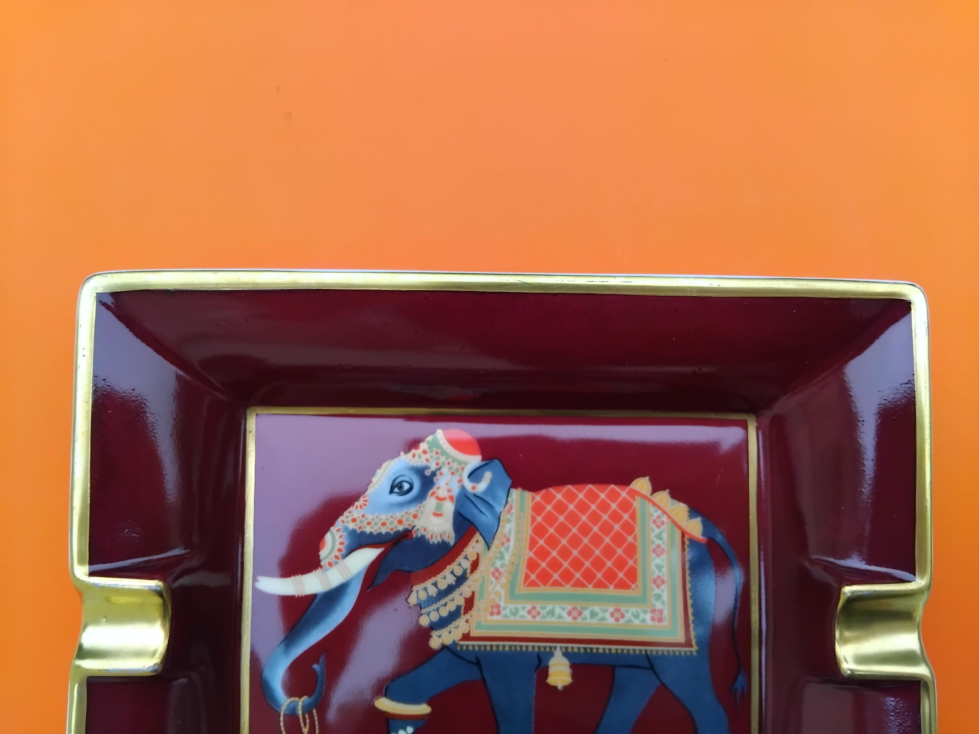 Hermès Vintage Porzellan Zigarren Aschenbecher ändern Tablett Elefant Indien Asien im Angebot 4