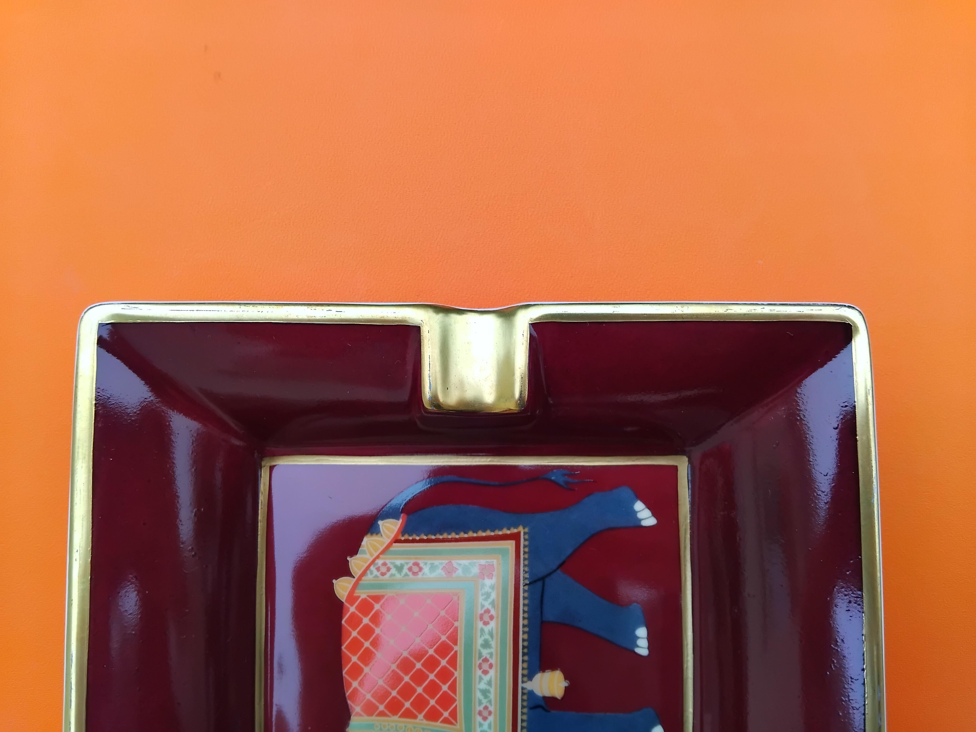 Hermès Vintage Porzellan Zigarren Aschenbecher ändern Tablett Elefant Indien Asien im Angebot 5