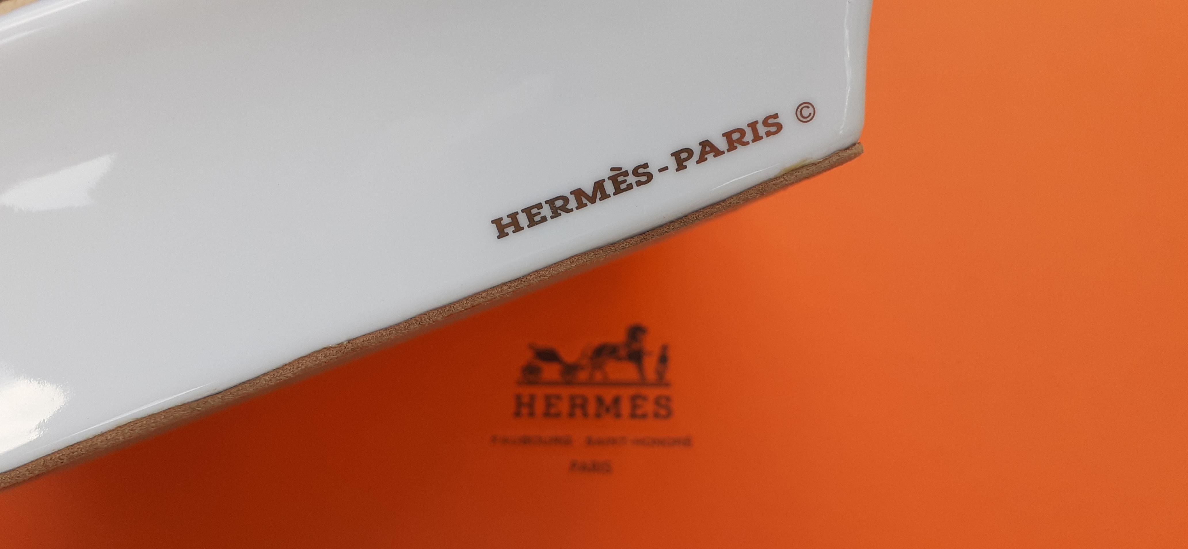 Hermès Vintage Porzellan Zigarren Aschenbecher ändern Tablett Löwe und Löwin Muster 4
