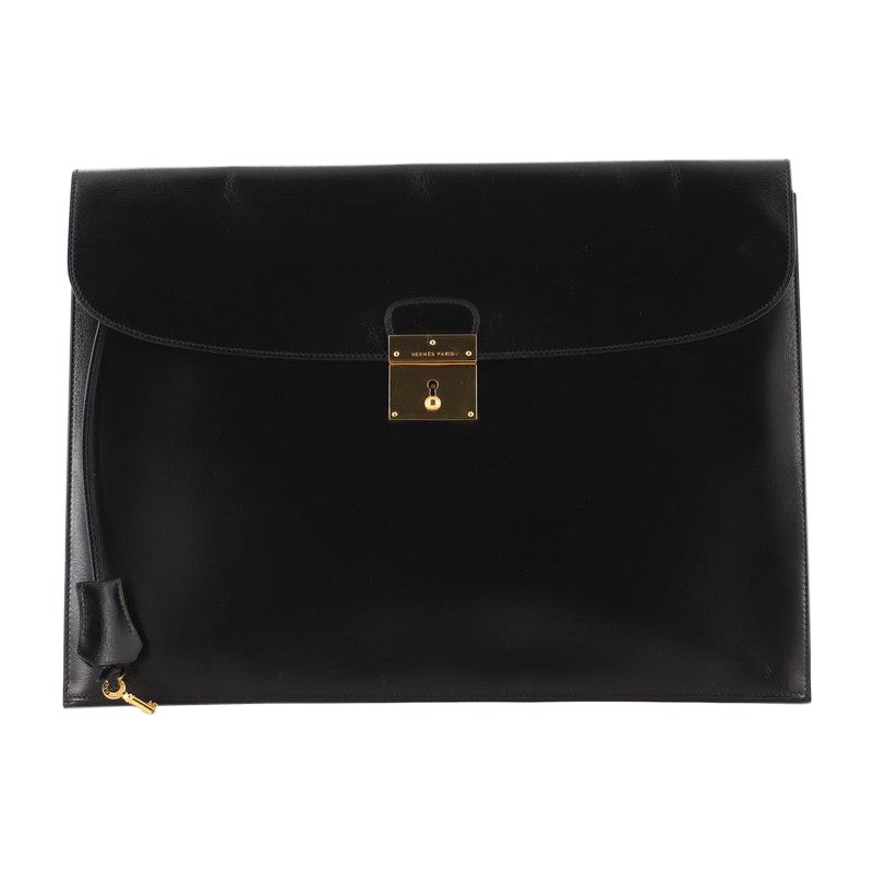 Hermes Vintage Portfolio Clutch Box Calf Large