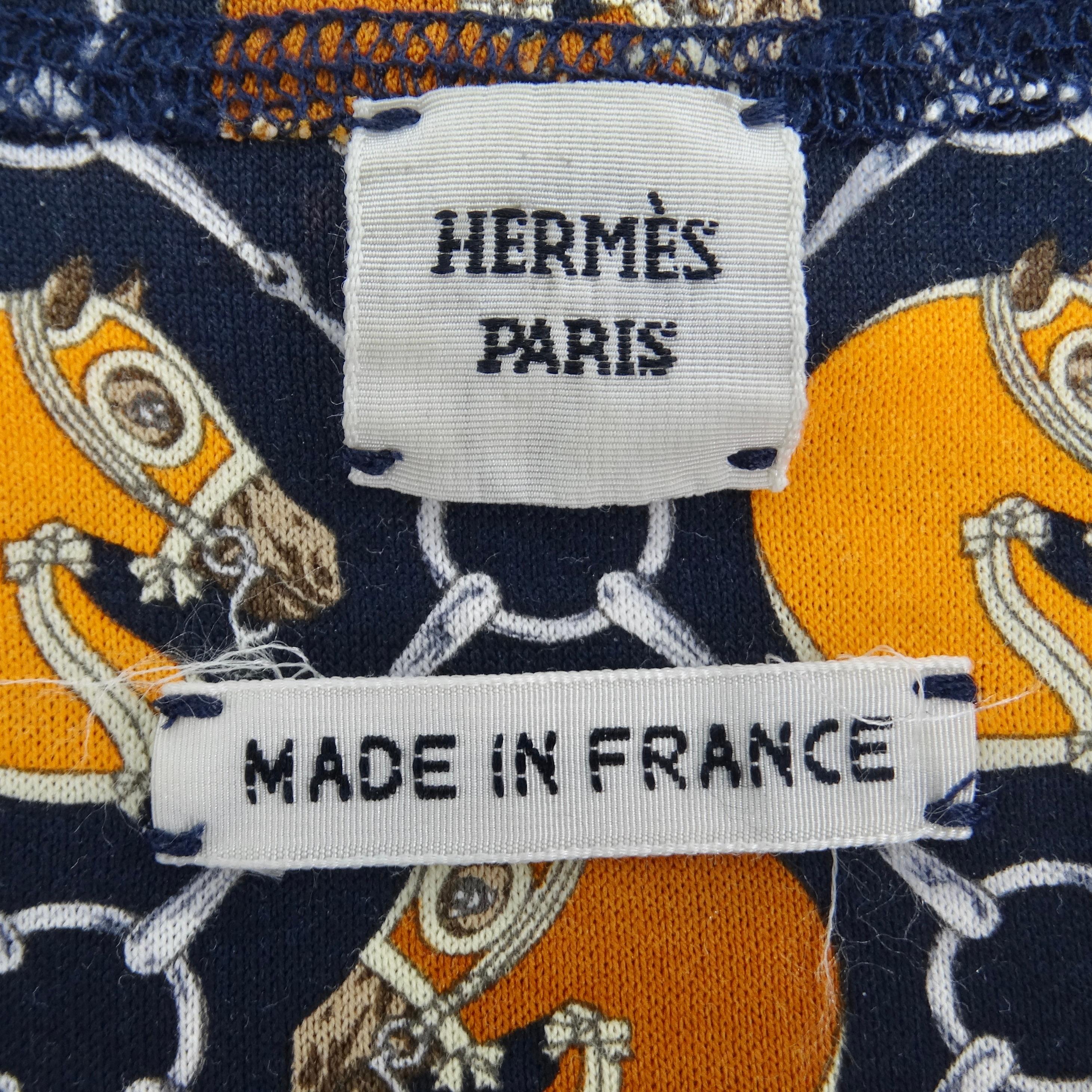 Hermes Vintage Printed Cotton T-Shirt For Sale 3