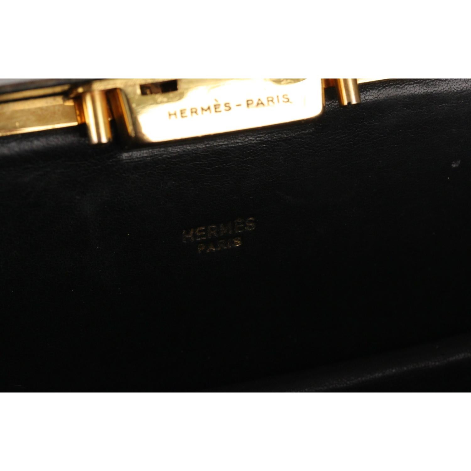 Hermes Vintage Rare Black Leather Sac 404 Top Handle Bag 6