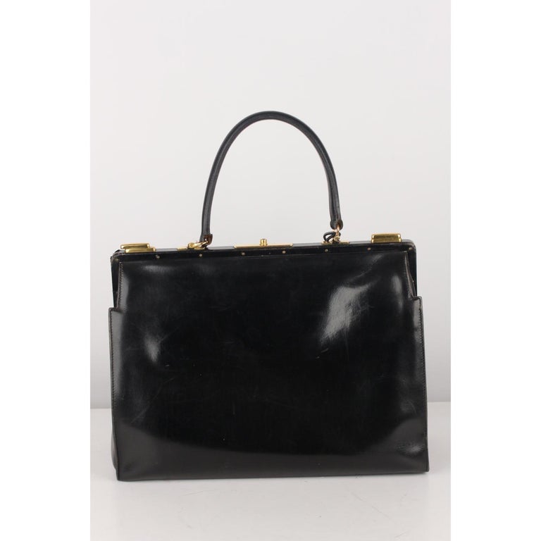 Hermes Vintage Rare Black Leather Sac 404 Top Handle Bag For Sale at ...