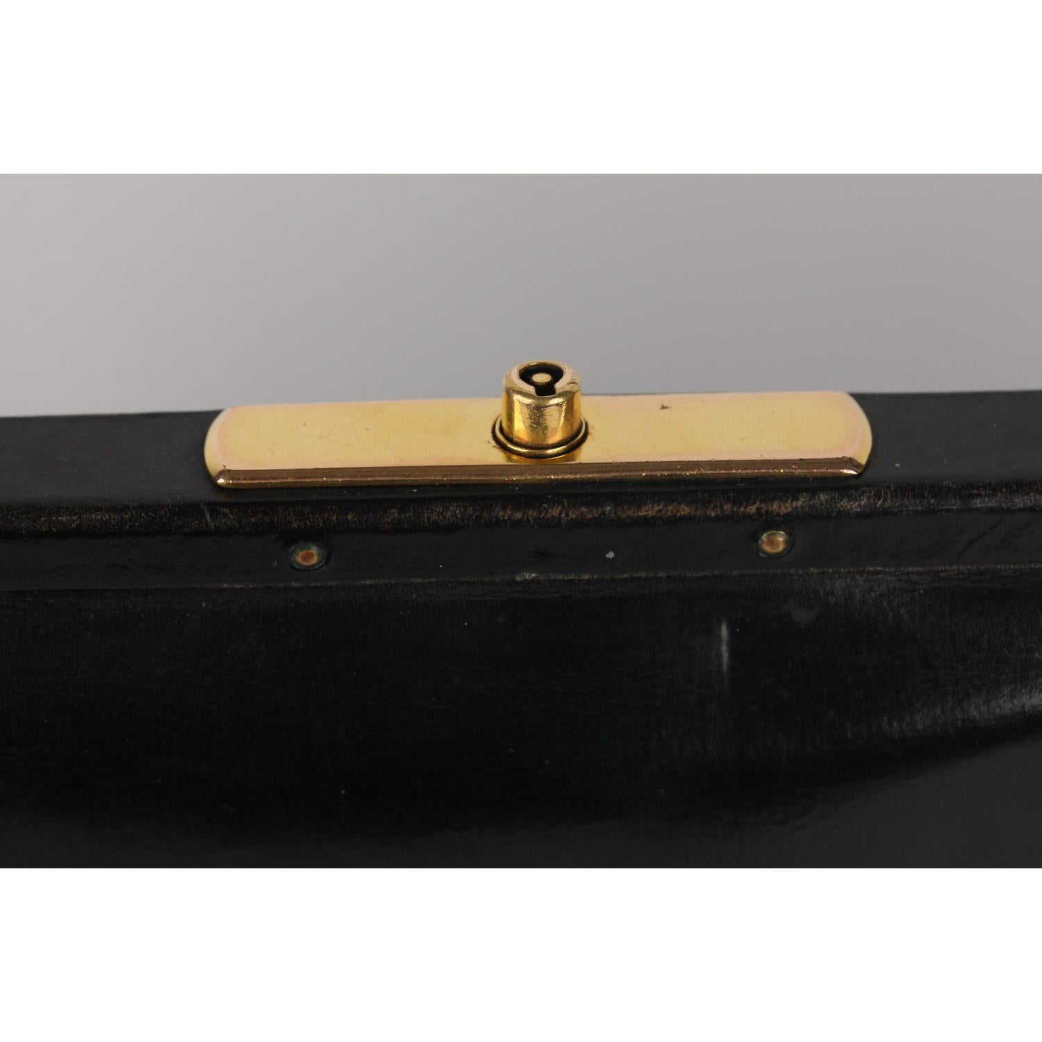 Women's Hermes Vintage Rare Black Leather Sac 404 Top Handle Bag