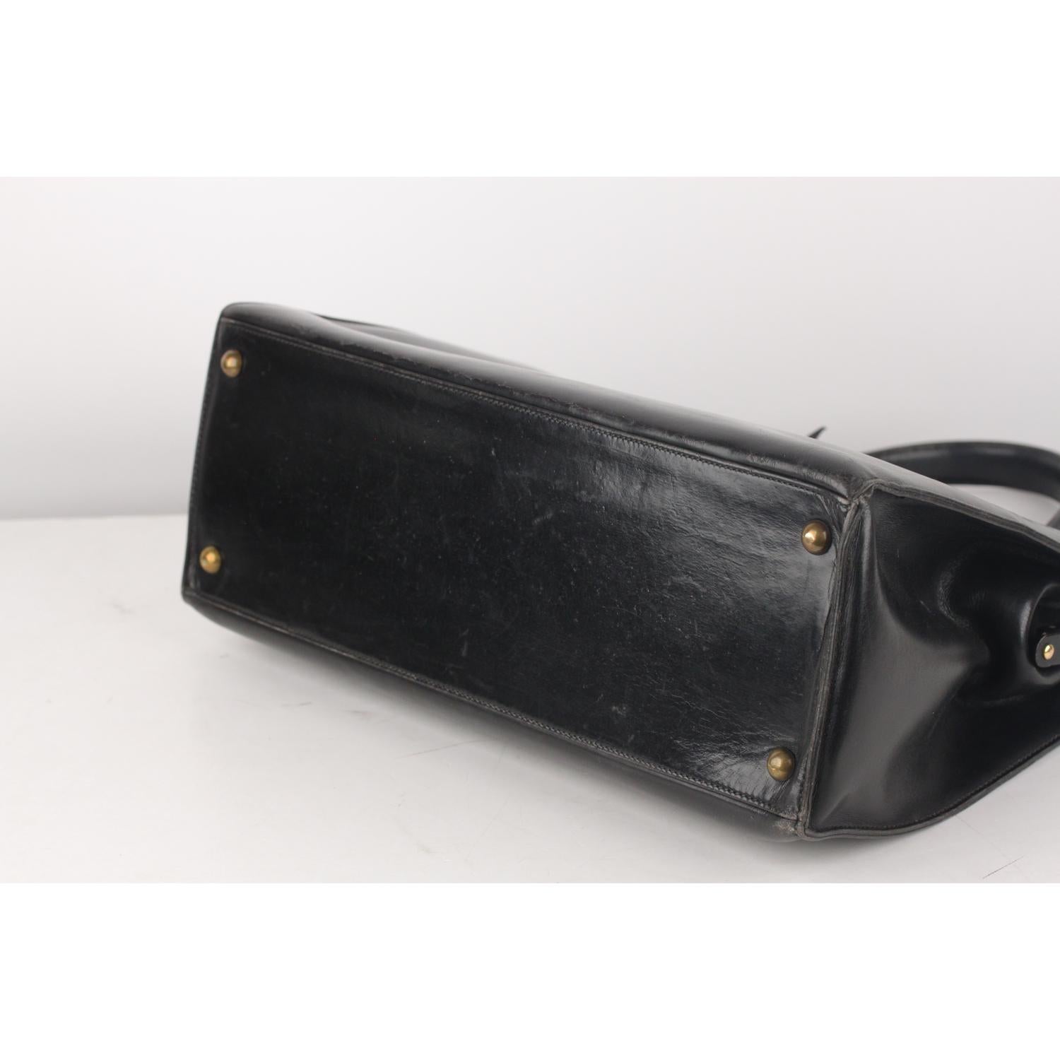 Hermes Vintage Rare Black Leather Sac 404 Top Handle Bag 1