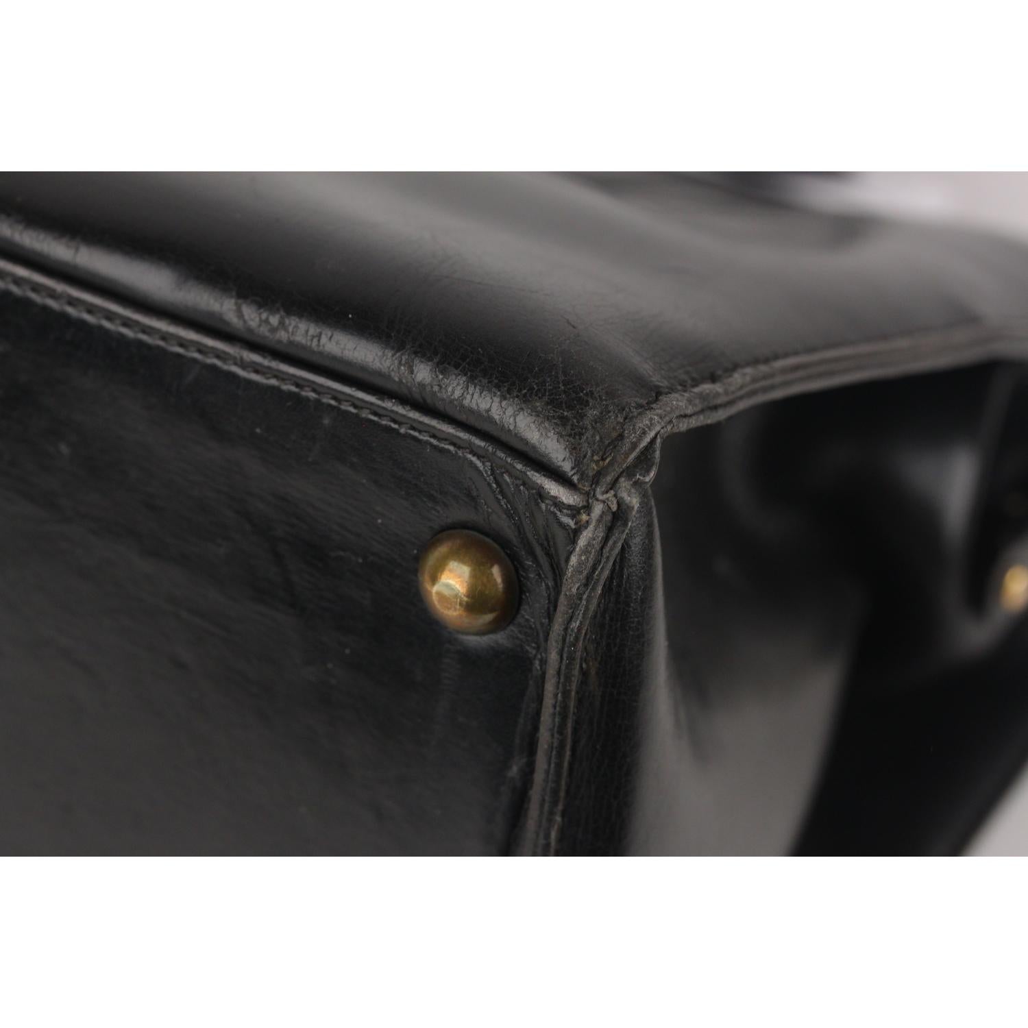 Hermes Vintage Rare Black Leather Sac 404 Top Handle Bag 2